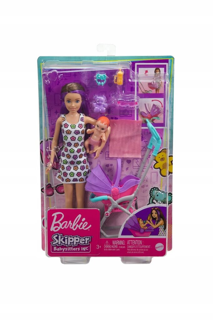 Barbie Skipper lapsenvahti ja rattaat GXT34 hinta ja tiedot | Tyttöjen lelut | hobbyhall.fi