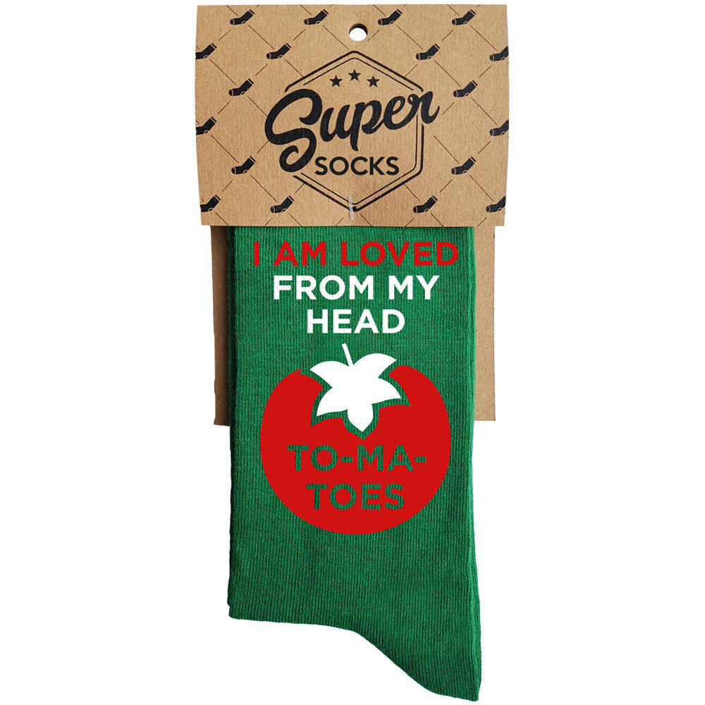 Sukat "I am loved from my head to my toes" hinta ja tiedot | Hauskat sukat | hobbyhall.fi