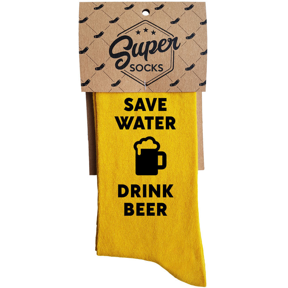 Sukat "Save water - drink beer" hinta ja tiedot | Hauskat sukat | hobbyhall.fi