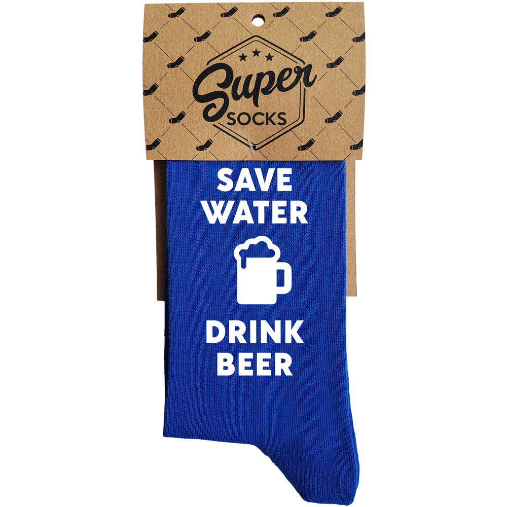 Sukat "Save water - drink beer" hinta ja tiedot | Hauskat sukat | hobbyhall.fi