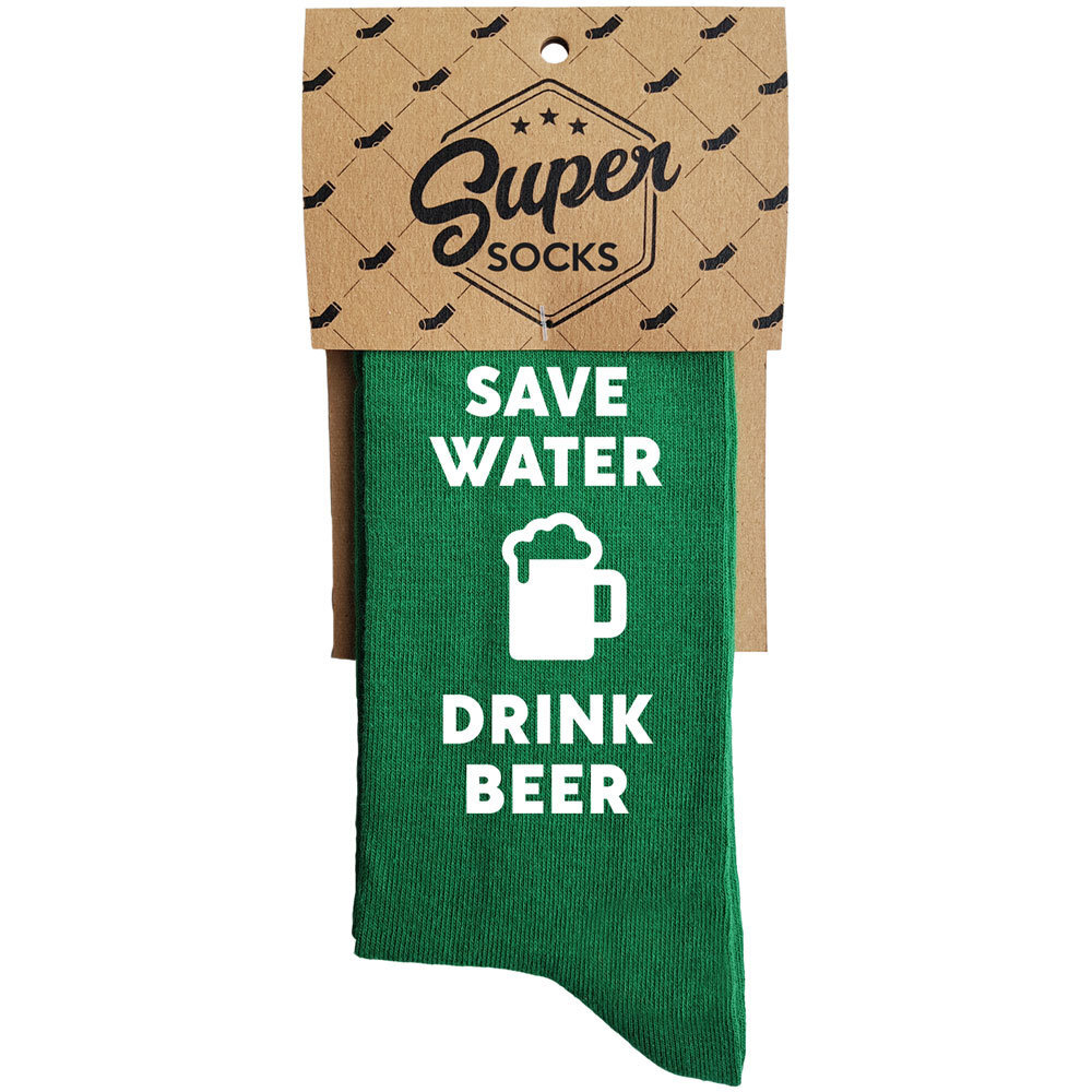 Sukat "Save water - drink beer" hinta ja tiedot | Hauskat sukat | hobbyhall.fi