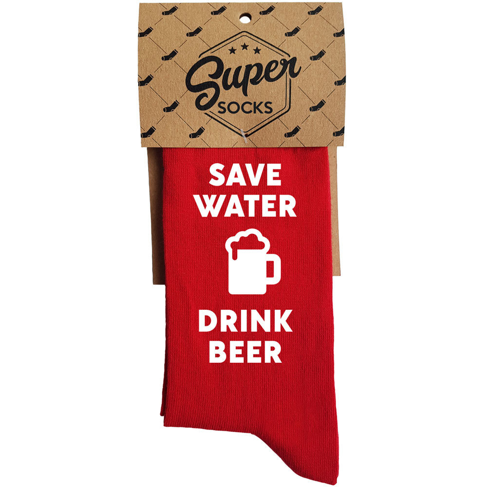 Sukat "Save water - drink beer" hinta ja tiedot | Hauskat sukat | hobbyhall.fi