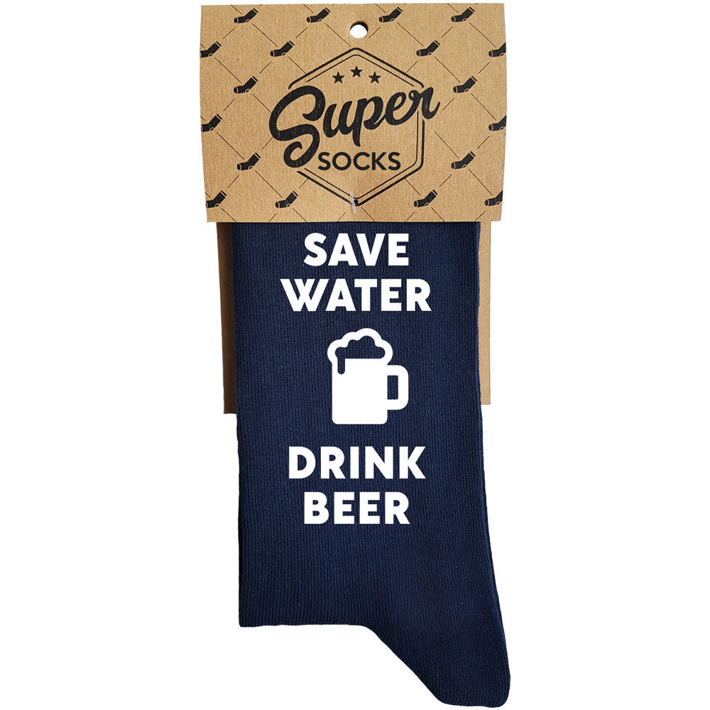 Sukat "Save water - drink beer" hinta ja tiedot | Hauskat sukat | hobbyhall.fi