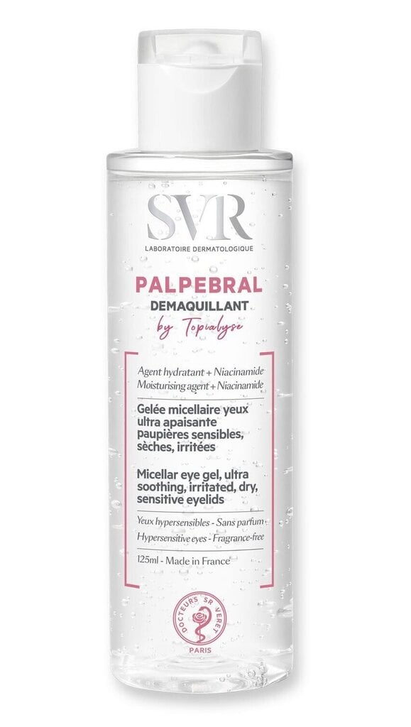 Meikinpoistoaine herkille silmille SVR Topialyse Palpebral 125 ml, hinta ja tiedot | Kasvojen puhdistusaineet | hobbyhall.fi