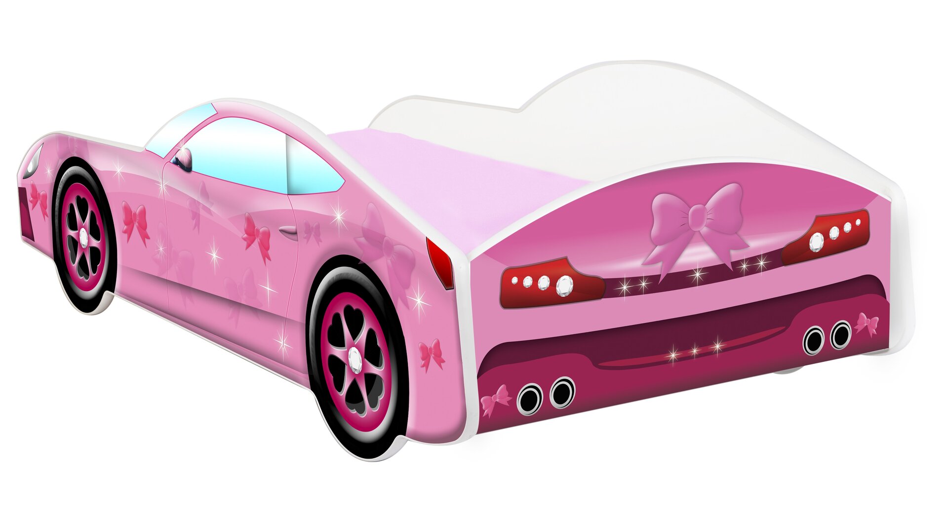 sänky patjalla Car BED-PINK-2, 160x80 cm, pinkki hinta ja tiedot | Lastensängyt | hobbyhall.fi