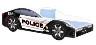 Sänky patjalla Car BED-POLICE-1, 160x80 cm, musta/valkoinen hinta ja tiedot | Lastensängyt | hobbyhall.fi