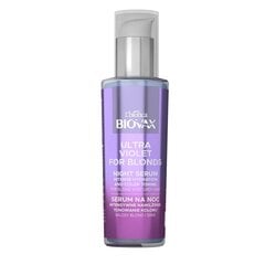 Intensiivisesti kosteuttava sävyttävä seerumi vaaleille ja harmaille hiuksille L'biotica Biovax Ultra Violet Blonds Night Serum, 100ml hinta ja tiedot | L'Biotica Hiustenhoitotuotteet | hobbyhall.fi