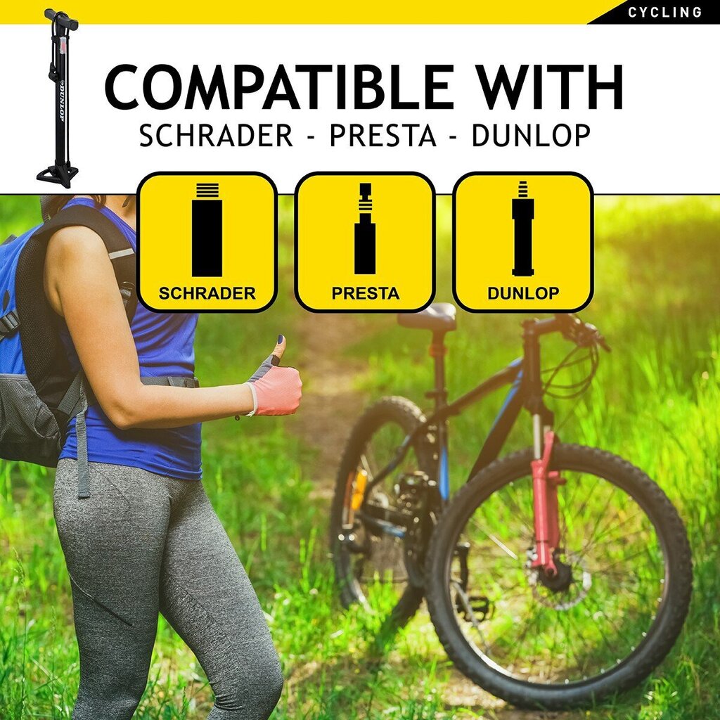 Dunlop 174Psi (12Bar) käsipumppu, musta hinta ja tiedot | Pyöräpumput | hobbyhall.fi