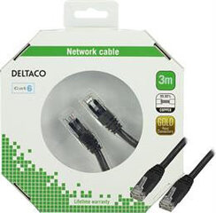 Kaapeli Patch Deltaco TP-63S-K, RJ45 UTP (CAT 6), 3 m hinta ja tiedot | Kaapelit ja adapterit | hobbyhall.fi