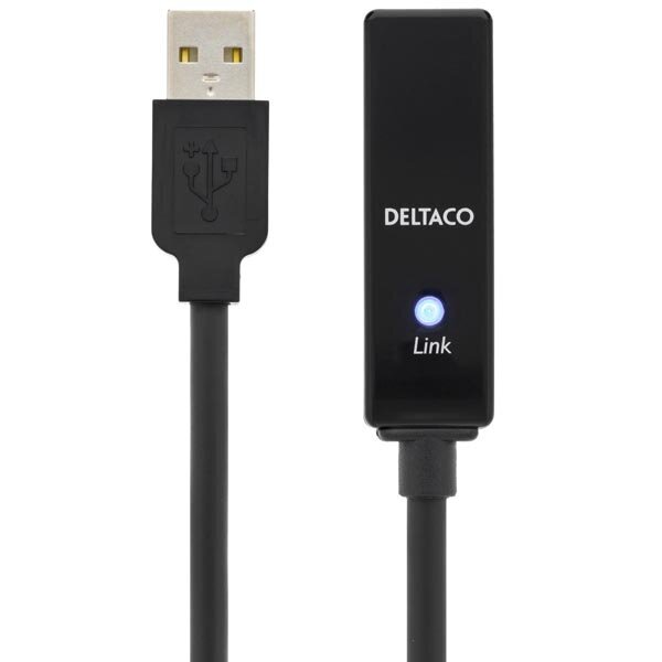 Deltaco, USB-A - USB-A 2.0, 15 m hinta ja tiedot | Kaapelit ja adapterit | hobbyhall.fi