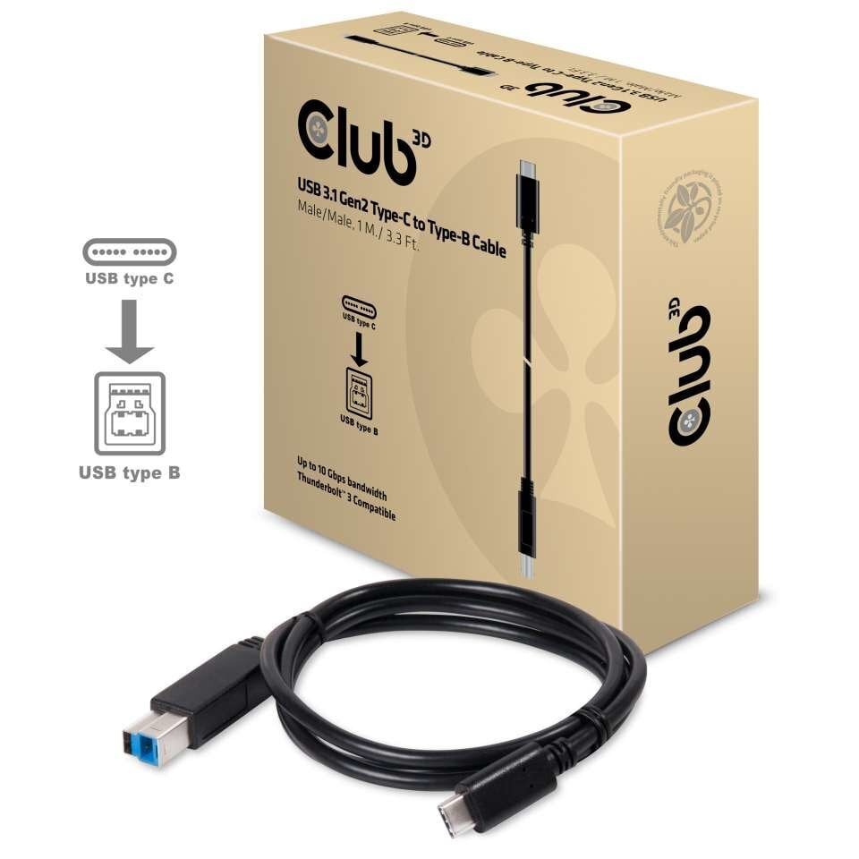 Club 3D (CAC-1524) USB C - USB B, 1 m hinta ja tiedot | Kaapelit ja adapterit | hobbyhall.fi