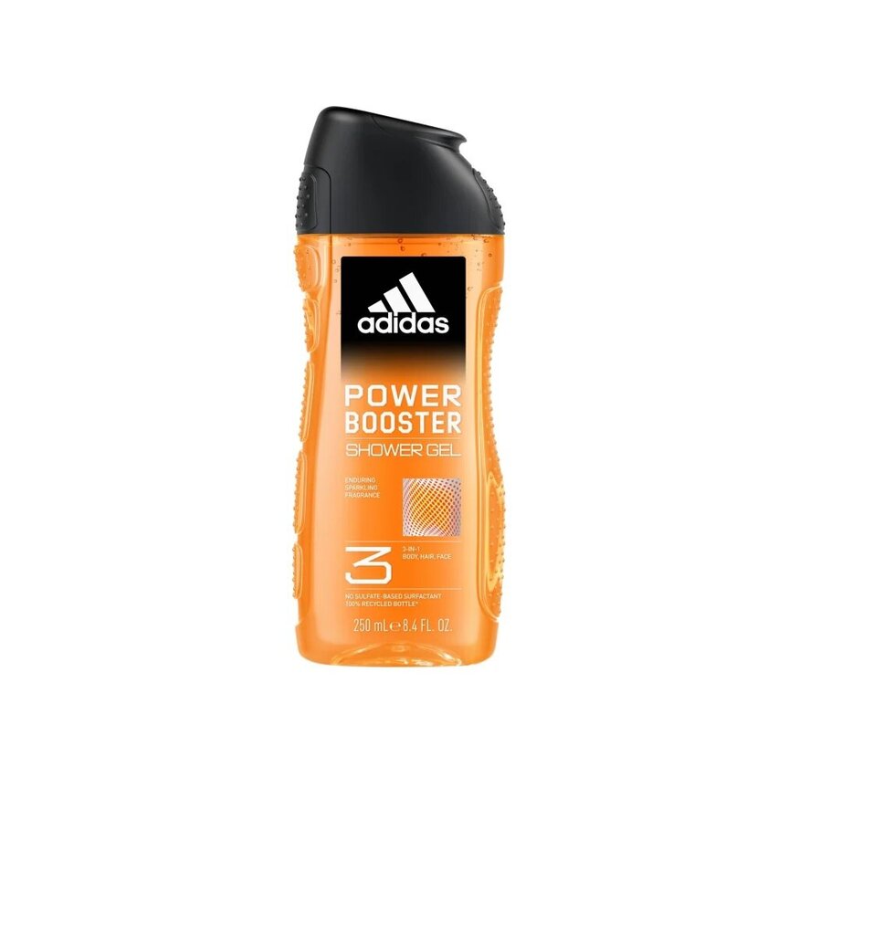 Suihkugeeli miehille Adidas Power Booster Shower Gel 3in1, 250 ml hinta ja tiedot | Suihkusaippuat ja suihkugeelit | hobbyhall.fi
