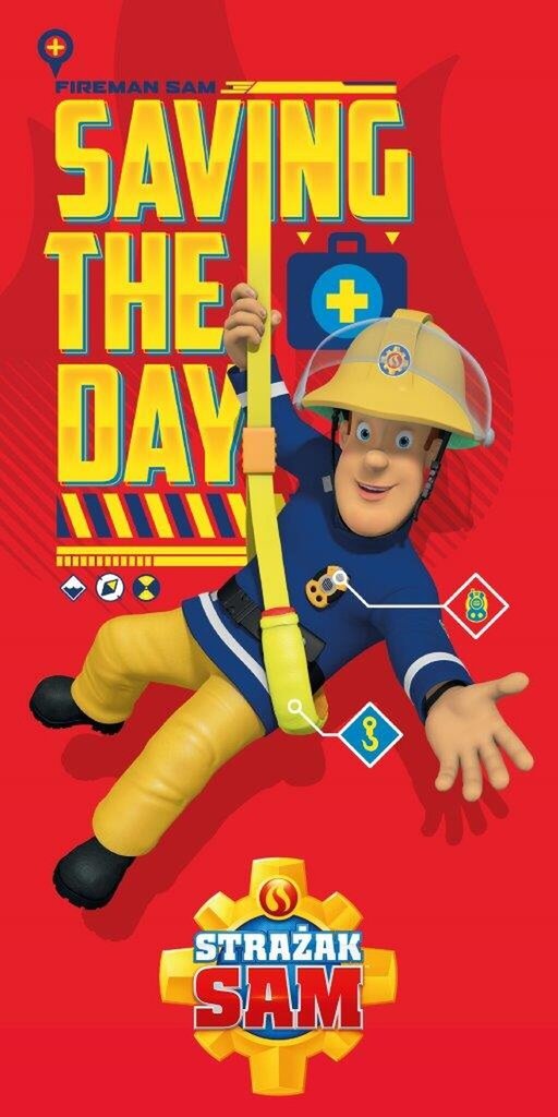 Fireman Sam, 70 cm x 140 cm Lasten pyyhe hinta ja tiedot | Pyyhkeet | hobbyhall.fi