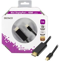 Deltaco (DP-HDMI104-K), mini DP - HDMI, 1 m hinta ja tiedot | Kaapelit ja adapterit | hobbyhall.fi