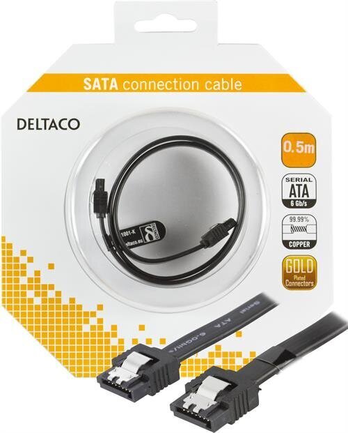 Deltaco SATA-1001-K, SATA, 0,5 m. hinta ja tiedot | Kaapelit ja adapterit | hobbyhall.fi
