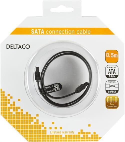Deltaco SATA-1001-K, SATA, 0,5 m. hinta ja tiedot | Kaapelit ja adapterit | hobbyhall.fi