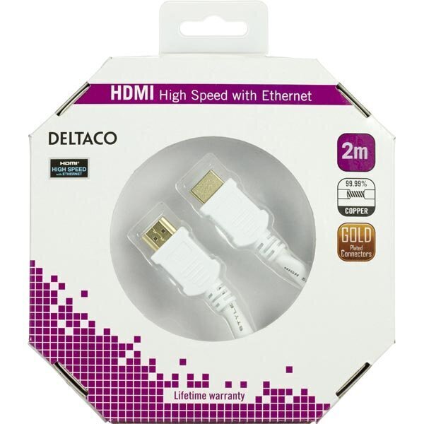 Deltaco HDMI-1020A-K, HDMI, 2m. hinta ja tiedot | Kaapelit ja adapterit | hobbyhall.fi