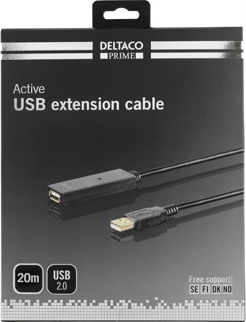 Deltaco USB2-EX20M, USB 2.0, 20m hinta ja tiedot | Kaapelit ja adapterit | hobbyhall.fi