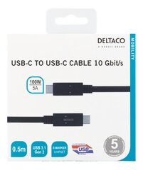 Deltaco USBC-1401M, USB C, 0.5 m hinta ja tiedot | Puhelinkaapelit | hobbyhall.fi