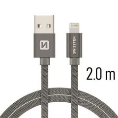 Swissten Textile Fast Charge 3A Lightning (MD818ZM / A) Data- ja latauskaapeli 2m harmaa hinta ja tiedot | Kaapelit ja adapterit | hobbyhall.fi