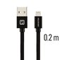 USB kaapeli Swissten Textile 3A Lightning, 0.2 m, musta hinta ja tiedot | Kaapelit ja adapterit | hobbyhall.fi