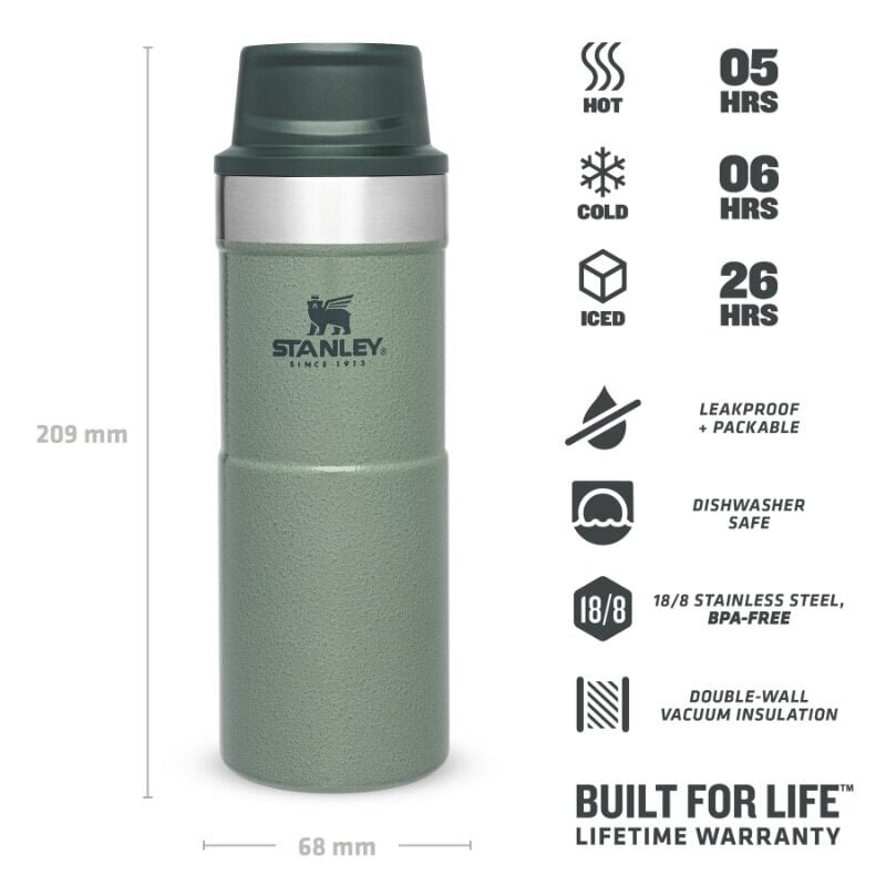 Stanley termospullo The Trigger-Action Travel Mug Classic, 0,35 l, valkoinen hinta ja tiedot | Termoskannut ja termosmukit | hobbyhall.fi