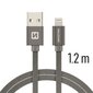 USB-kaapeli Swissten Textile 3A Lighthing, 1,2 m, harmaa hinta ja tiedot | Kaapelit ja adapterit | hobbyhall.fi