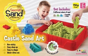 Gerardo's Toys Secret Sand kineettinen hiekkalinnasarja jalustalla, 5 kpl / 750 g hinta ja tiedot | Kehittävät lelut | hobbyhall.fi