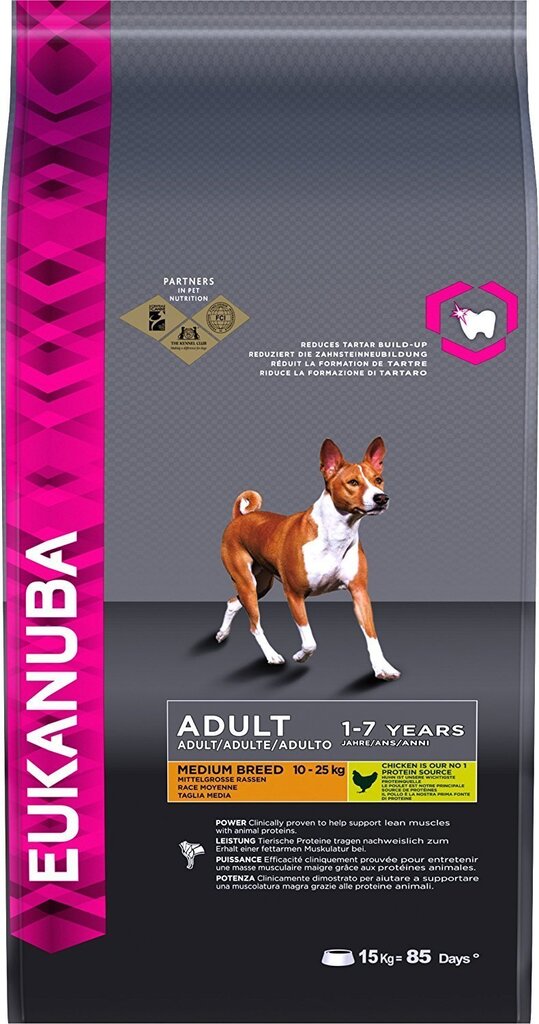 Kuivaruoka koirille Eukanuba Adult Siipikarja, M, 15 kg hinta ja tiedot | Koiran kuivaruoka | hobbyhall.fi