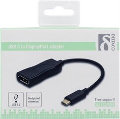 Deltaco USBC-DP, USB C, DisplayPort, 0,1 m hinta ja tiedot | Adapterit | hobbyhall.fi