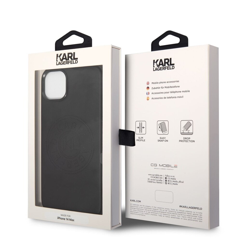 Karl Lagerfeld PU Leather Perforated Logo Case iPhone 14 Plus, musta ja valkoinen hinta ja tiedot | Puhelimen kuoret ja kotelot | hobbyhall.fi