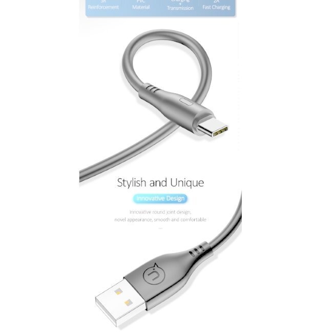 Kaapeli Usams SJ267USB02, USB A - USB C, 1 m hinta ja tiedot | Kaapelit ja adapterit | hobbyhall.fi