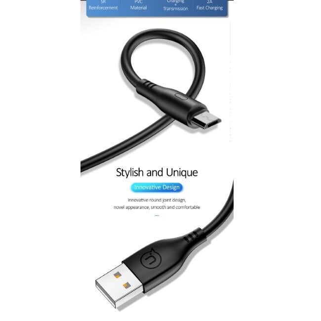 Kaapeli Usams SJ268USB01, USB A - micro USB, 1 m hinta ja tiedot | Kaapelit ja adapterit | hobbyhall.fi