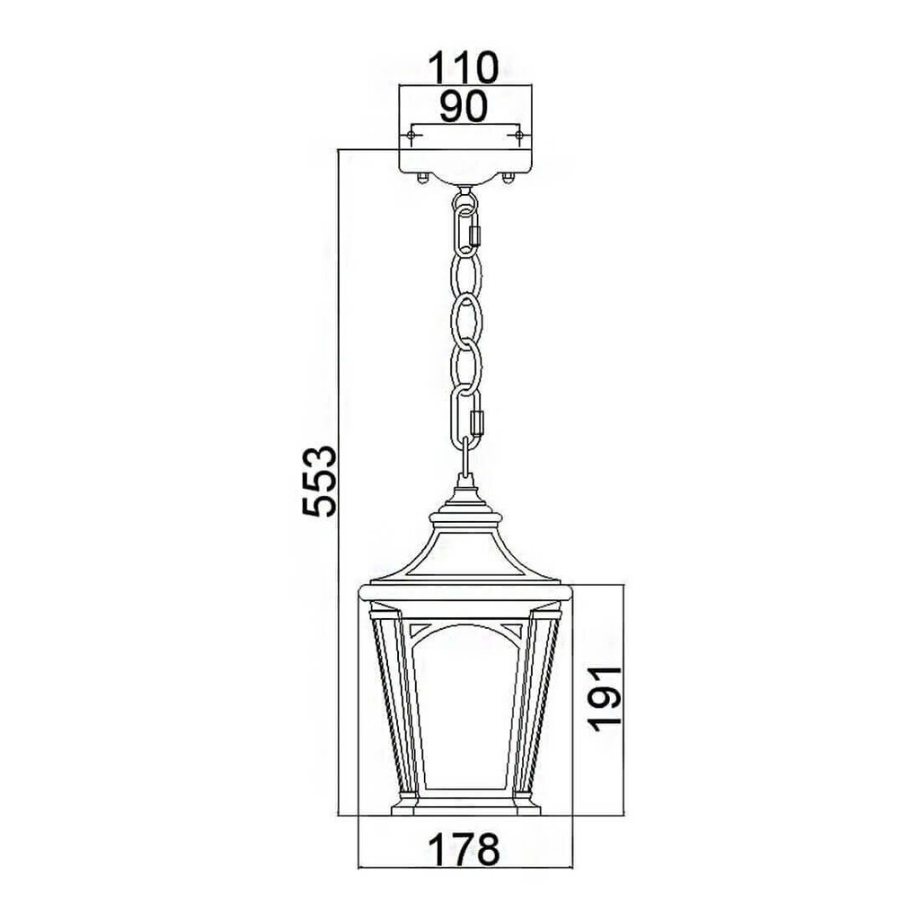 Elstead Lighting Bedford QZ-BEDFORD8-S -ulkoriippuvalaisin, 17,8 x 17,8 x 31,4 cm, E27, musta / kirkas hinta ja tiedot | Puutarha- ja ulkovalot | hobbyhall.fi