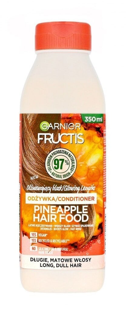 Ravitseva hoitoaine pitkille ja himmeille hiuksille, Garnier Fructis Hair Food Pineapple, 350 ml hinta ja tiedot | Hoitoaineet | hobbyhall.fi