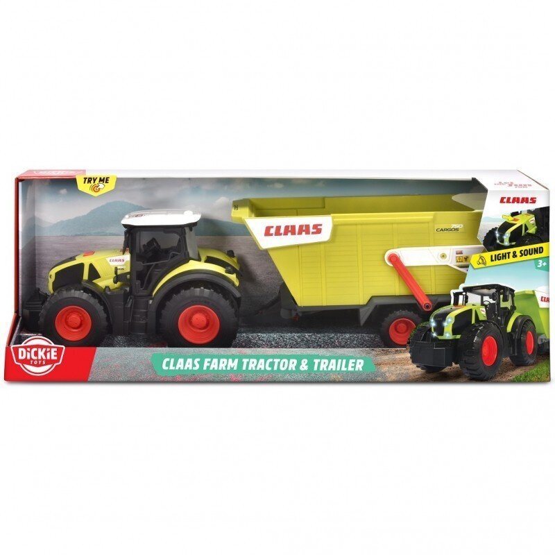 Iso Claas-traktori perävaunulla, Dickie Toys Claas, 64cm hinta ja tiedot | Poikien lelut | hobbyhall.fi