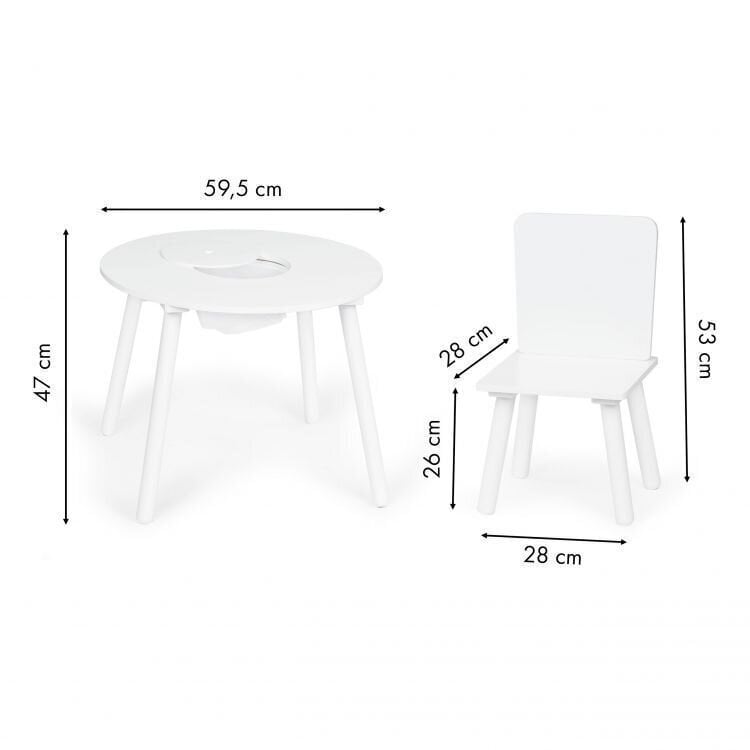 Lasten pöytä + 2 tuolia, valkoinen hinta ja tiedot | Lasten pöydät ja tuolit | hobbyhall.fi
