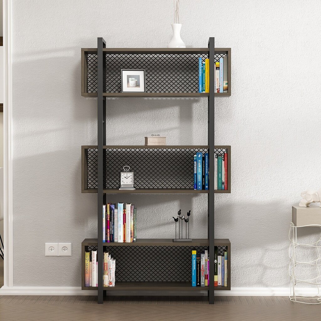 Kalune Design Bookshelf 382, tummanruskea/musta hinta ja tiedot | Hyllyt | hobbyhall.fi