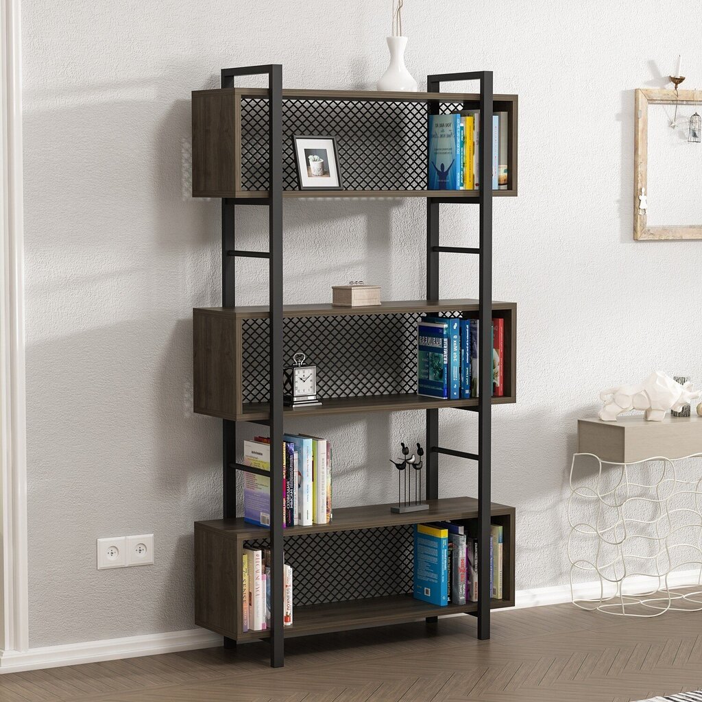 Kalune Design Bookshelf 382, tummanruskea/musta hinta ja tiedot | Hyllyt | hobbyhall.fi