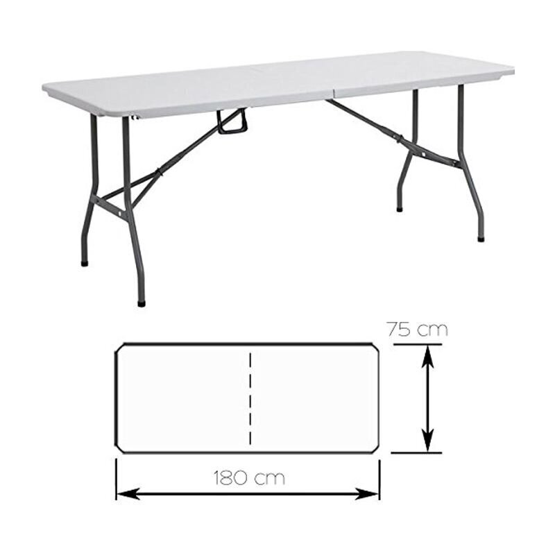 Kokoontaitettava pöytä 180x75cm, Picnic Valkoinen hinta ja tiedot | Puutarhapöydät | hobbyhall.fi