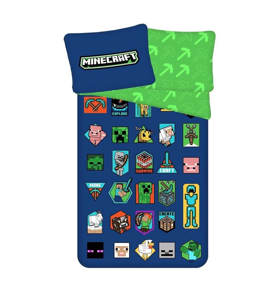 Vuodevaatesetti Minecraft Badges, 140x200 cm, 2-osainen hinta ja tiedot | Vuodevaatteet lapsille | hobbyhall.fi