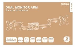 DELTACO OFFICE DELO-0158 17-32", enintään 8 kg hinta ja tiedot | TV-seinätelineet | hobbyhall.fi