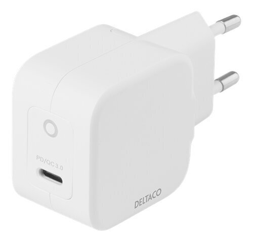 Deltaco USB-C 30 W PD, valkoinen hinta ja tiedot | Puhelimen laturit | hobbyhall.fi