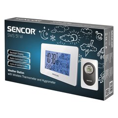 Sencor SWS51W ilma-asema, valkoinen hinta ja tiedot | Sääasemat, lämpö- ja kosteusmittarit | hobbyhall.fi