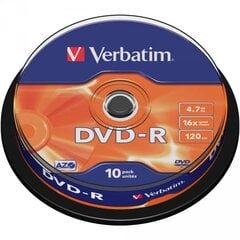 DVD-levyt Verbatim DVD-R 16 x 4,7 GB (10 kpl) hinta ja tiedot | Vinyylilevyt, CD-levyt, DVD-levyt | hobbyhall.fi