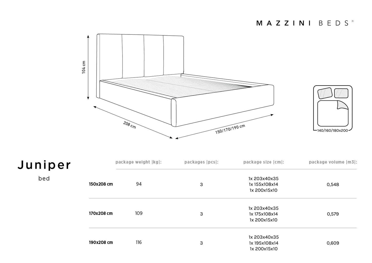 Sänky Mazzini Beds Juniper 160x200cm, beige hinta ja tiedot | Sängyt | hobbyhall.fi