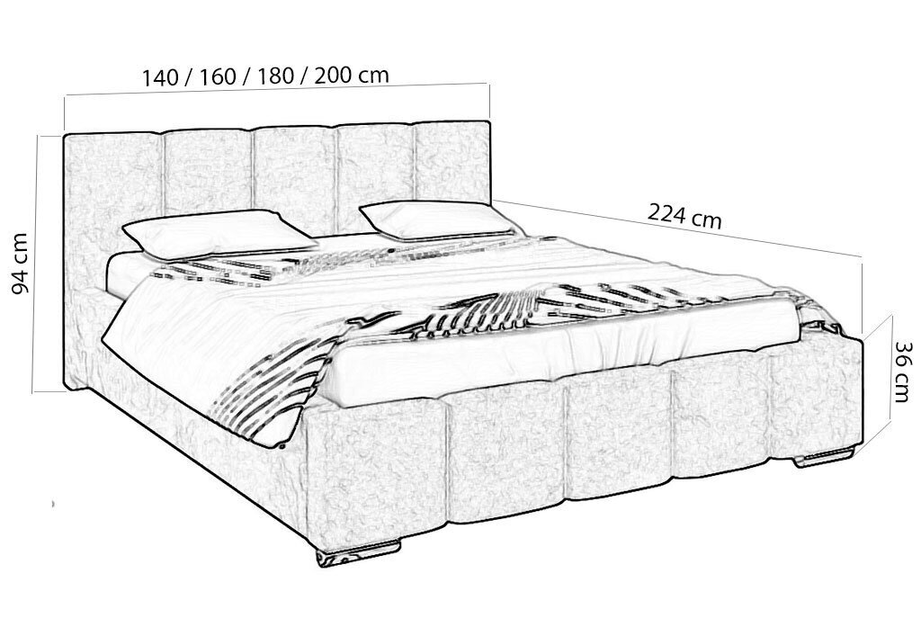 Sänky Bardo 140x200 cm, harmaa hinta ja tiedot | Sängyt | hobbyhall.fi