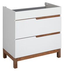 Kylpyhuonekaappi laatikoilla Spek 80 cm, valkoinen/ruskea hinta ja tiedot | Kylpyhuonekaapit | hobbyhall.fi