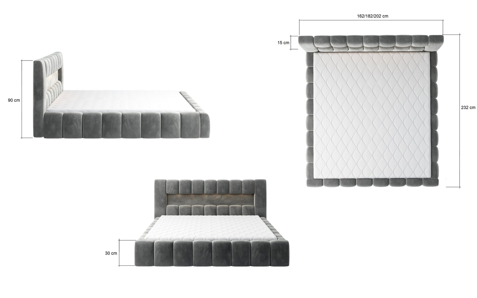 Sänky NORE Lamica 08, 160x200 cm, harmaa hinta ja tiedot | Sängyt | hobbyhall.fi