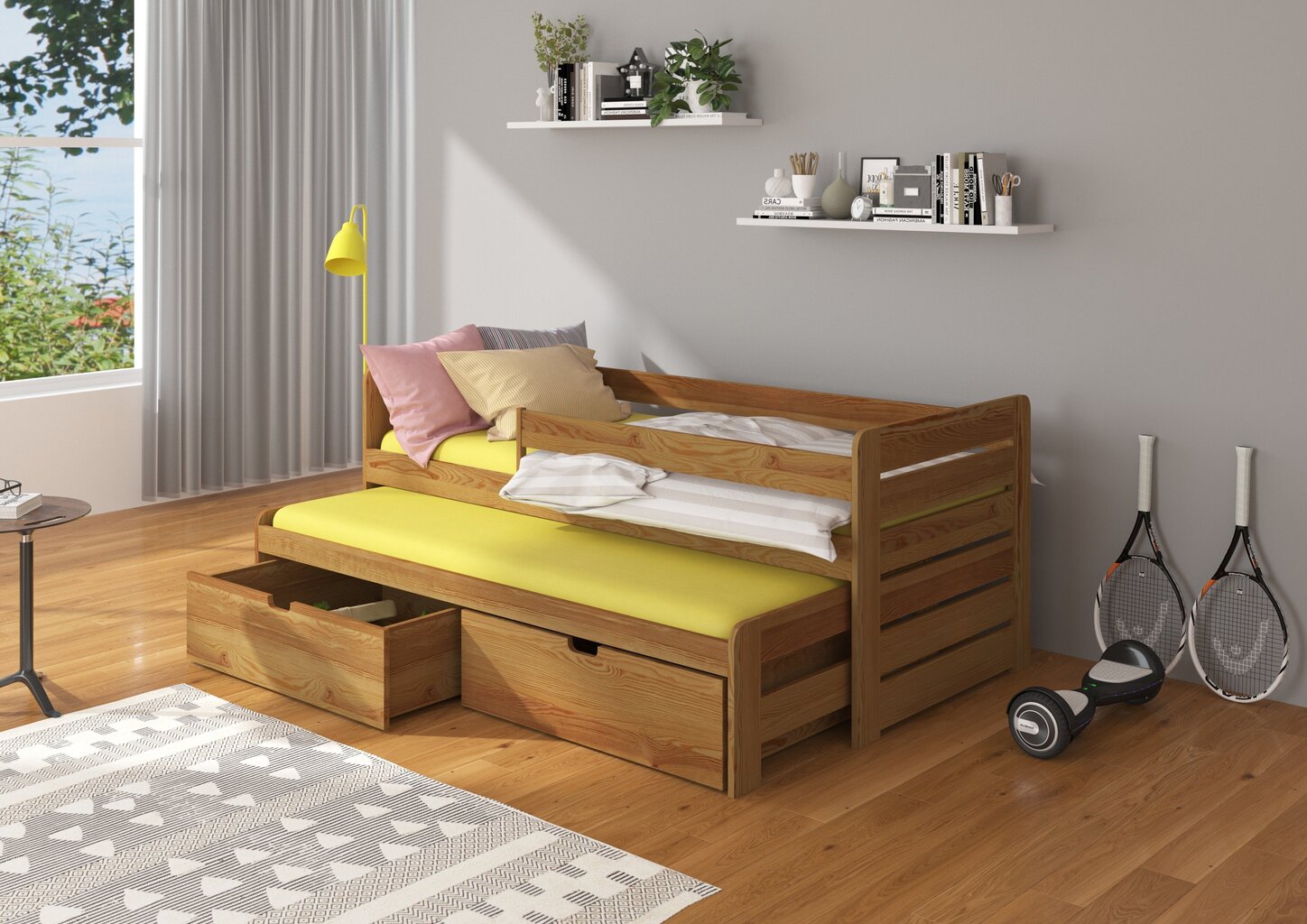 Lasten sänky ADRK Furniture Tomi 04 180x80 sivusuojalla, ruskea. hinta ja tiedot | Lastensängyt | hobbyhall.fi